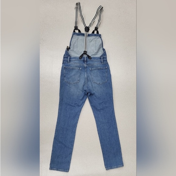 FRAME DENIM Straight Leg Distressed Suspenders Overalls ROADIES Blue - Picture 3 of 16